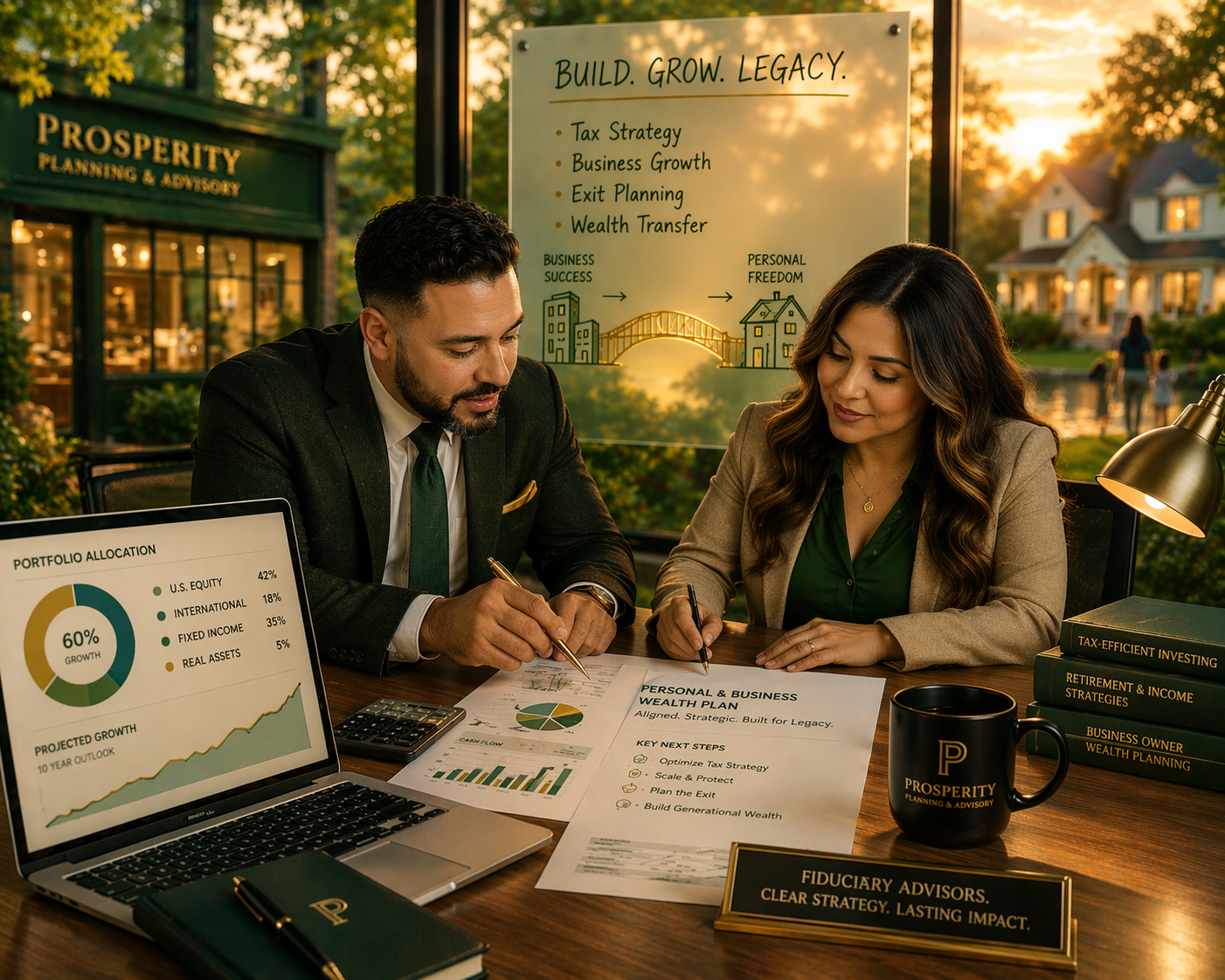 Business owner reviewing tax-aware planning options with an advisor